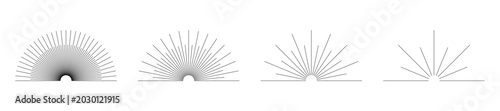Photography Set of semicircular line rays on sun with radiating spokes