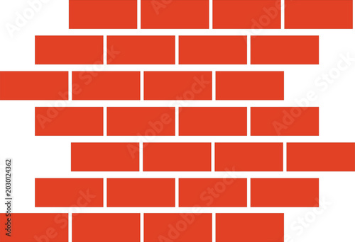 Quadro su tela Red brick wall pattern on isolated for design