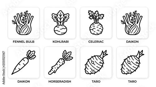 Vegetables Line Art Healthy Eating and Lifestyle Food Illustration Vector Drawing