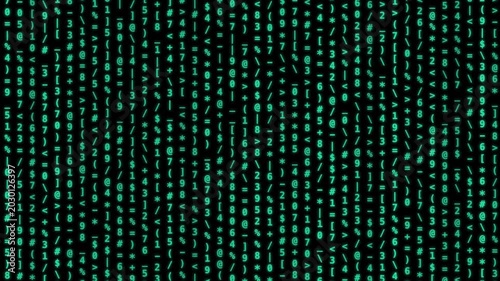Matrix Digital Rain Falling Code and Symbols Motion Graphic Background 4k video