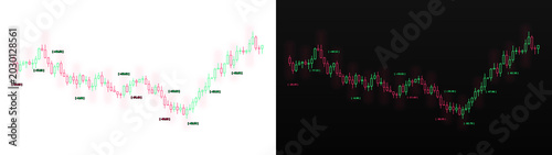 Bild auf Leinwand A PNG image of Financial candlestick chart showing stock market trends and volat