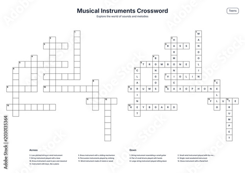Musical Instruments Crossword - Teens