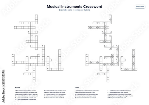 Musical Instruments Crossword - Preschool