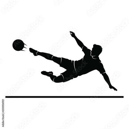 Foto Dynamic soccer player flying volley kick silhouette vector for World Cup 2026