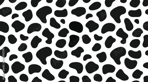 Schilderij op canvas Seamless pattern of irregular black organic spots on a white background, animal
