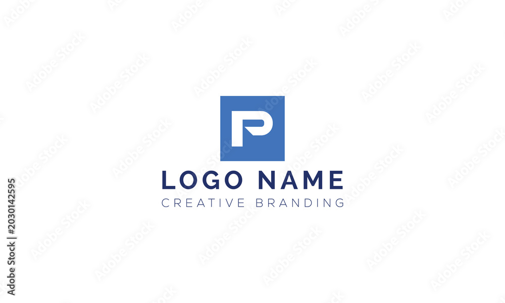 Fototapeta premium Letter p logo inside a blue square box with branding corporate identity