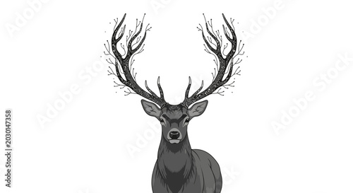 Tablou pe pânză Majestic Stag with Antlers like Tree Branches - Spirit of Nature