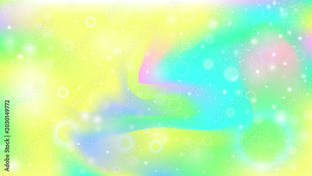 Obraz premium Fairy Hologram. Pink Princess Gradient And Beautiful Kawaii Pattern. Purple, Yellow Rainbow Background. Cute Sparkle Texture With Candy Glitter And Watercolor Effect. Green Fairy Hologram.