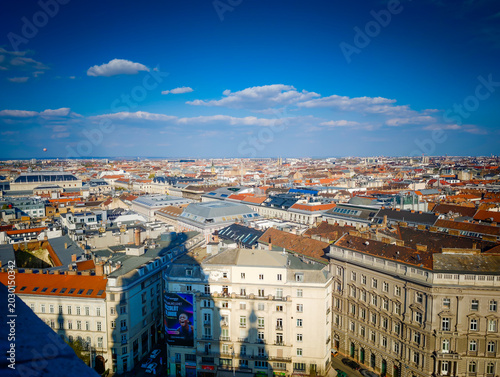 Canvas Print Aerial drone panorama of Budapest Old Town, Hungary
