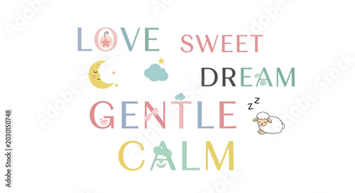 Canvastavla Colorful text calm dream sweet words.