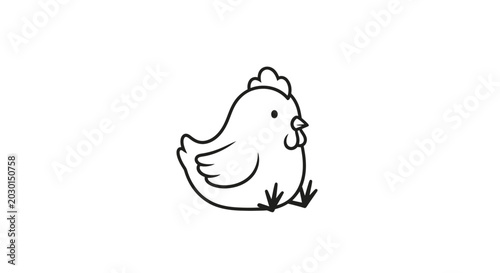 Foto Cute Cartoon Chicken Illustration Drawing.