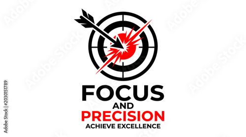 A logo showcases a target with an arrow hitting the bullseye in precision focus