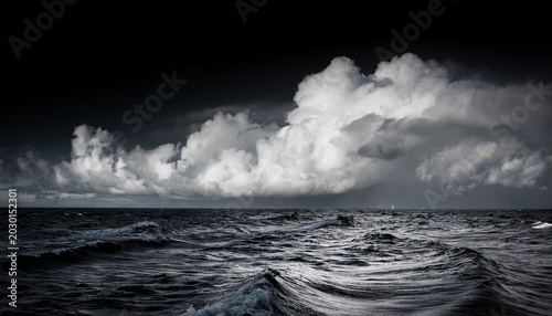 soft gray waves with white clouds on black background gray wave