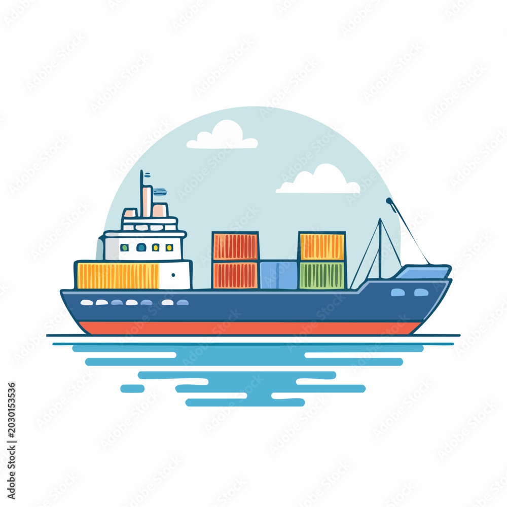 Fototapeta premium Cargo Ship Carrying Containers on the Water
