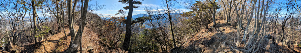 Fototapeta premium 丹沢の相州アルプス 衣浸山(きぬひたしやま)山頂のパノラマ写真