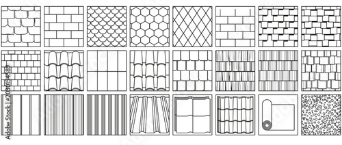 AutoCAD Material Hatch Pattern Reference for Construction Drawings Featuring Tile Brick Wood Corrugated and Structural Surface Symbols
