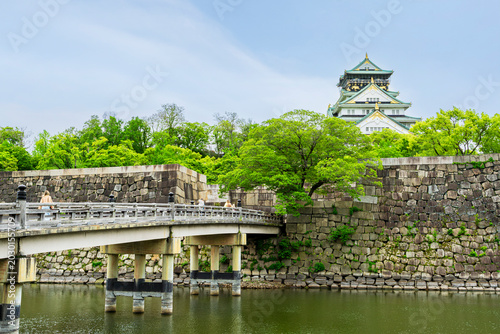 Gokuraku-bashi, or Paradise Bridge, across the moat leading to Osaka Castle, a famous landmark in Japan