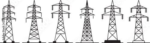 Photos pylon powerline tower vector illustration engineering icons