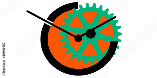 Bild auf Leinwand Clockwork gear with hands indicating time during concept development