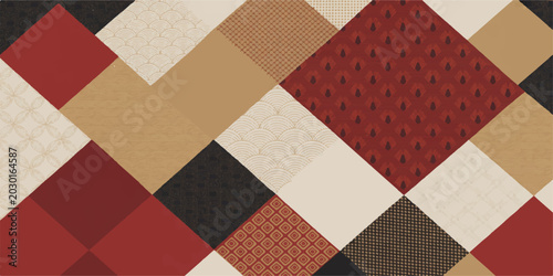 Photos Abstract seamless geometric pattern features a colorful checkered squares backgr