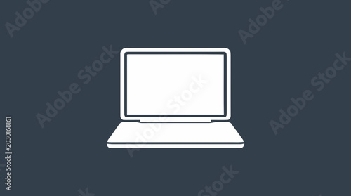White Laptop Computer Icon.