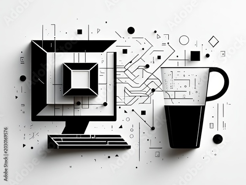 Abstract Technology Coffee Connection