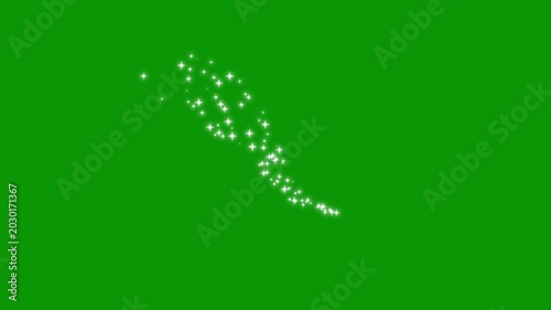 Magical white glitter trail animation, glowing fairy dust streak, sparkling doodle stars shimmer motion, luxury twinkling particles flowing across green screen background, seamless sparkle loop 4k