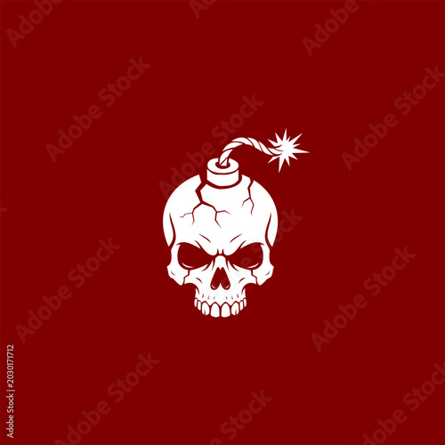 Konstfotografi A high-contrast vector illustration combining a cracked human skull with an expl