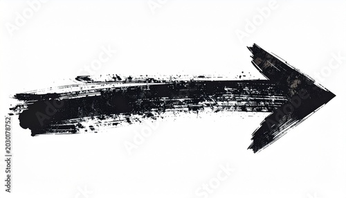 Hand painted arrow drawn with ink brush. Png clipart isolated on whiet background 