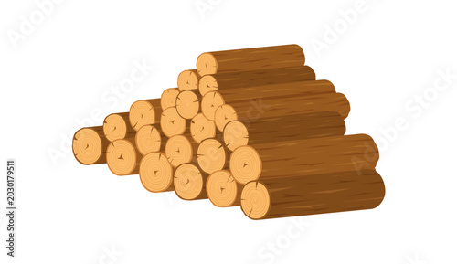 Photos Cartoon wooden log pile in brown sticker