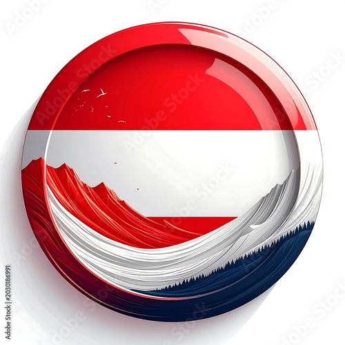 Dutch flag design button badge with wave pattern