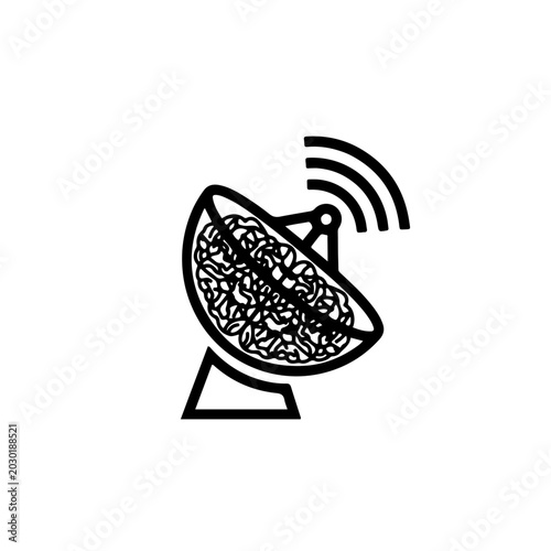 Satellite Dish Icon Broadcasting Radio Waves - Global Communication Technology Symbol