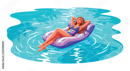 Photos Luxury summer vacation flat vector illustration showing a set of relaxing lifest