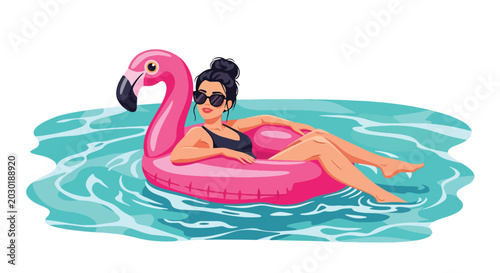 Schilderij op canvas Luxury summer vacation flat vector illustration showing a set of relaxing lifest