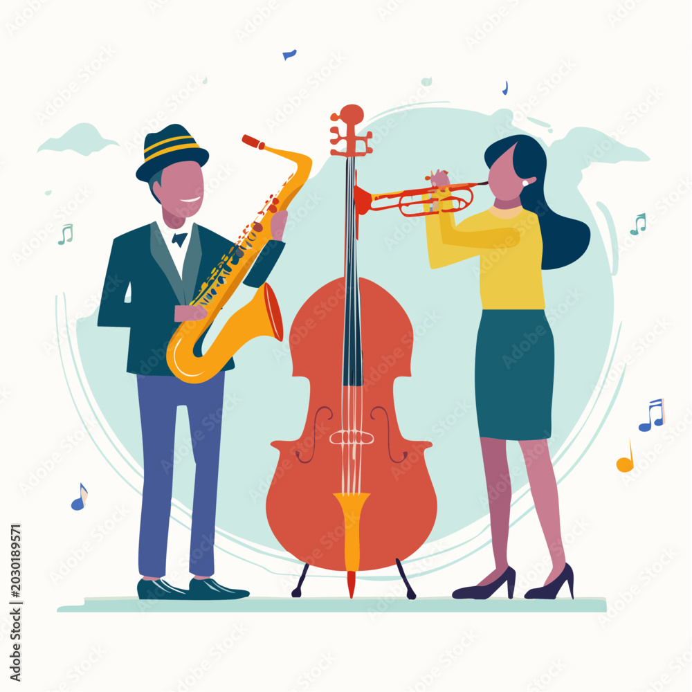 Fototapeta premium Jazz Band Playing Music