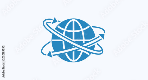 Modern flat design icon representing global internet connectivity and data flow, symbolizing worldwide communication, digital networking, and web access for a connected world
