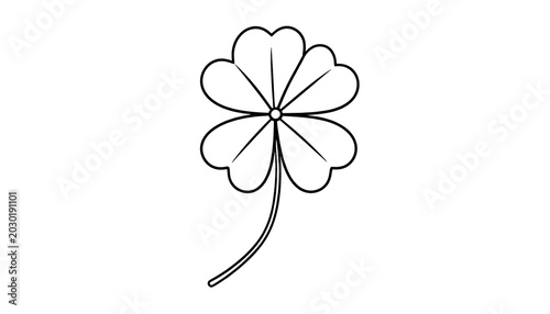 A simple outline of a four-leaf clover, a symbol of luck, depicted in black lines on a white background