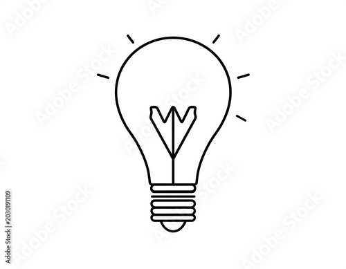 A simple outline of a lightbulb with rays of light emanating from the top. A minimalist depiction suggesting ideas and illumination