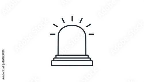 A simple outline of a police siren, depicting emergency alert with radiating lines. The design is minimalistic