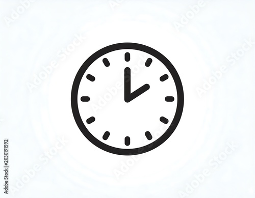 A simplified illustration of a clock face displaying two o'clock. The design is a black outline on a white, slightly textured background