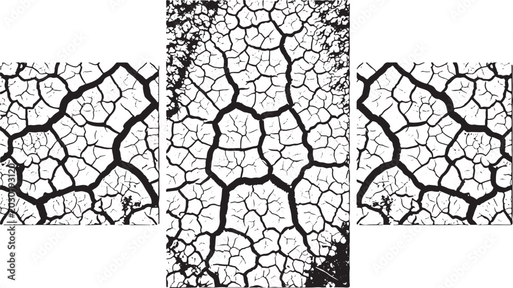 Obraz premium Cracked Dry Earth Texture Vector Background with Abstract Mosaic Pattern Transparent Background