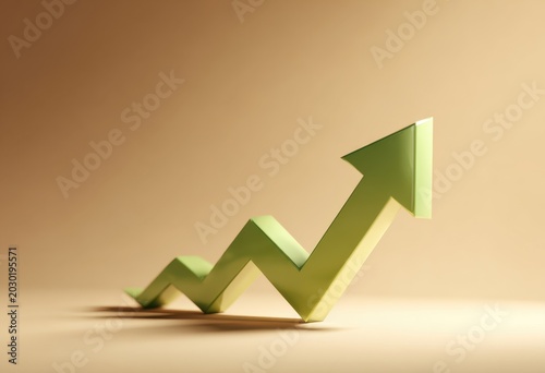 Green Growth Arrow Pointing Upward 3D Illustration