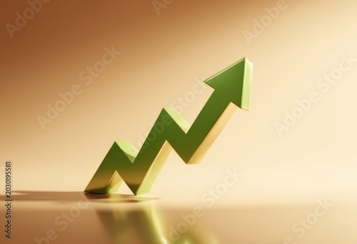 Green 3D Arrow Pointing Upward Growth Chart
