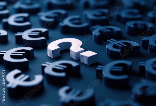 Question Mark Among Euro Currency Symbols