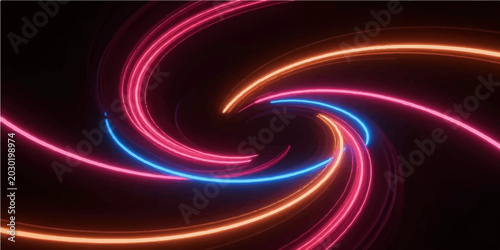 Obraz na płótnie Modern electronic techno music presentation background with a vibrant swirling e