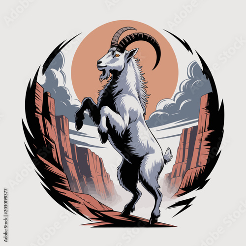 Canvas-taulu Goat standing on hind legs strong.