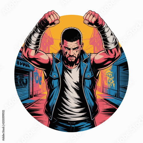 Canvastavla Strong muscular man flexing his arms.