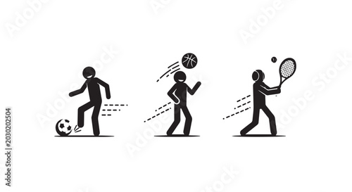 Silhouette illustrations of various sports activities and movements.