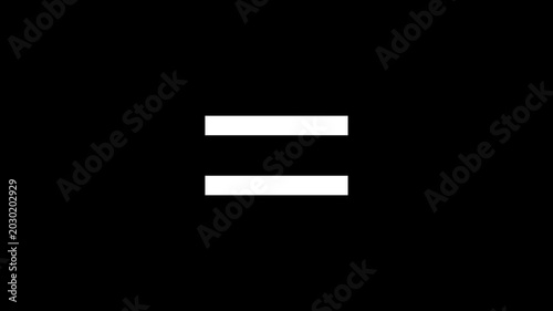 Hand drawn equal sign animation, connecting lines, two lines of equal length, equal sign symbolizes equality, justice and mathematical balance, 4K video motion graphics.