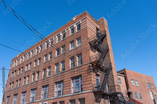 low angle view of old brick wall building